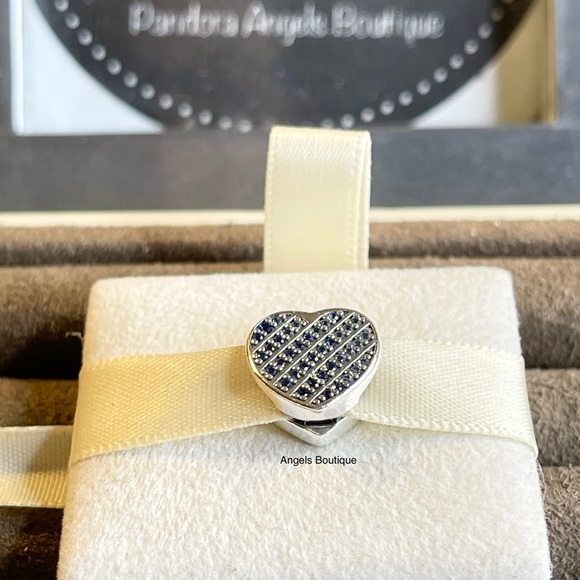 Pandora Reflexions Blue Pave Heart Clip - Picture 4 of 4